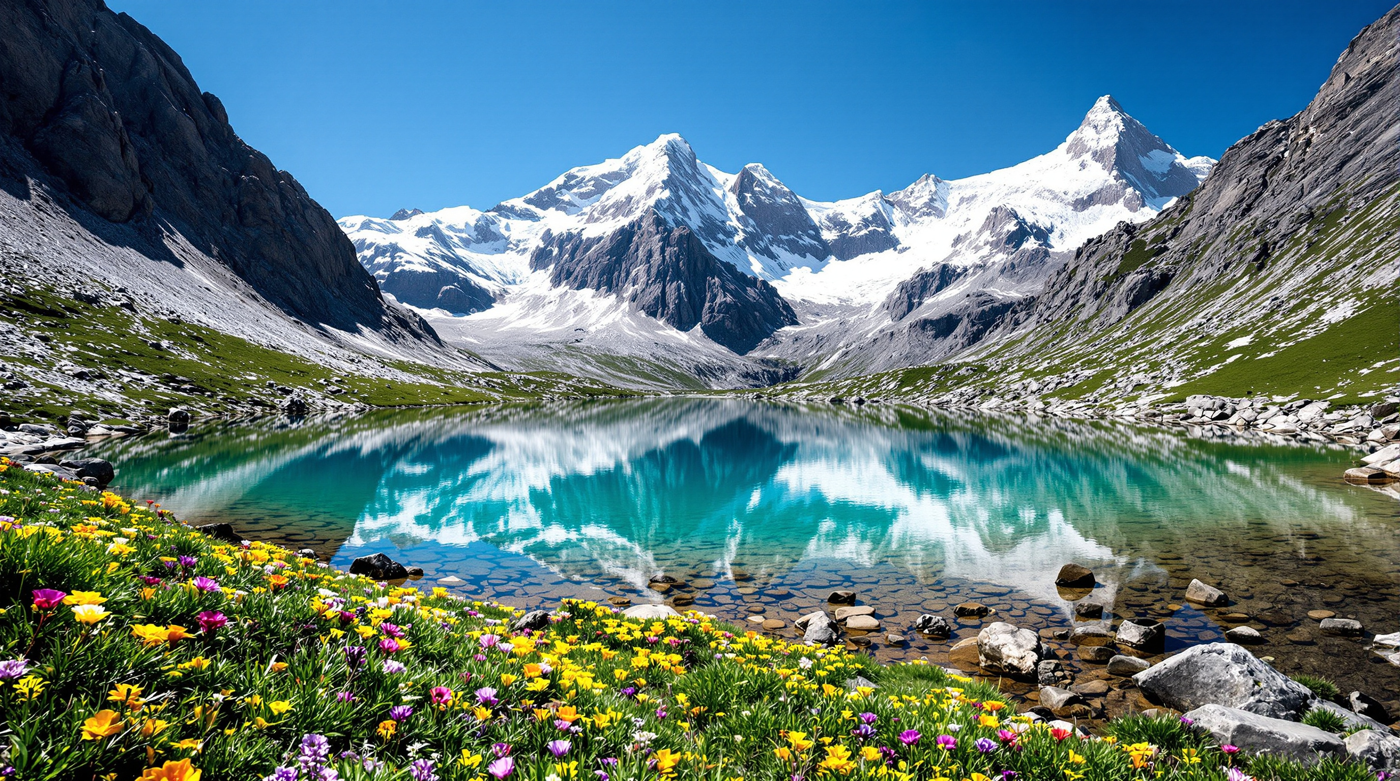 Alpine lake with mountains