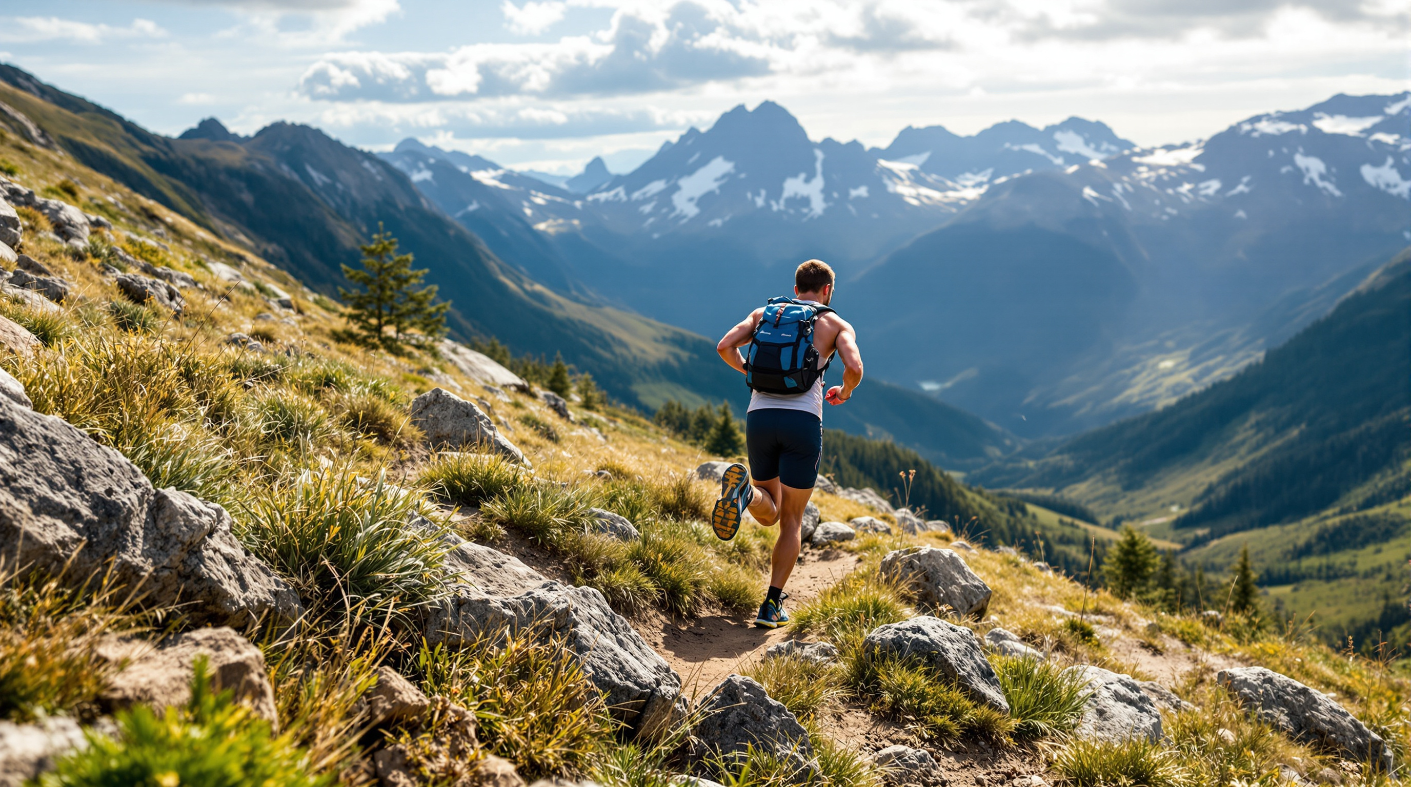 Trail runner on mountain path